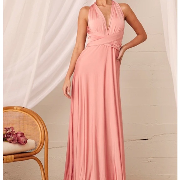 Lulus Dresses & Skirts - Lulu’s XS Always Stunning Convertible Blush Pink Maxi Dress